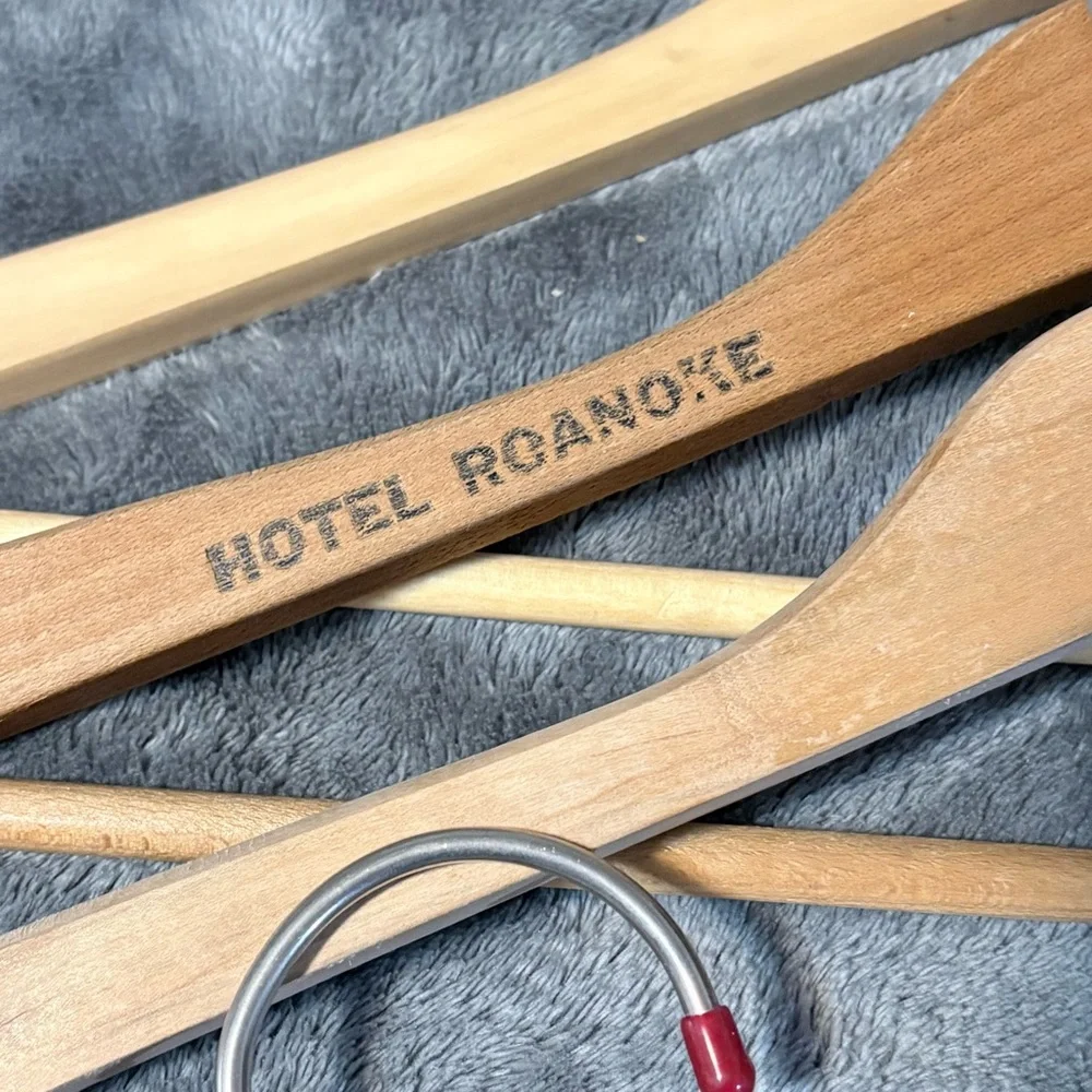 Set of 5 Wooden Hangers 3 Shirt and 2 Pant Hangers